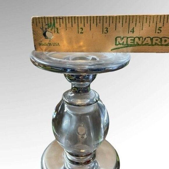Vintage Crystal & Silver Bubble Glass Pillar Taper Candle Holder 6” - Picture 4 of 9